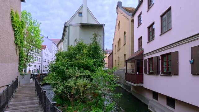 Zusammenfluss von Hinterem und Mittlerem Lech, Augsburg, Schwaben, Bayern, Deutschland