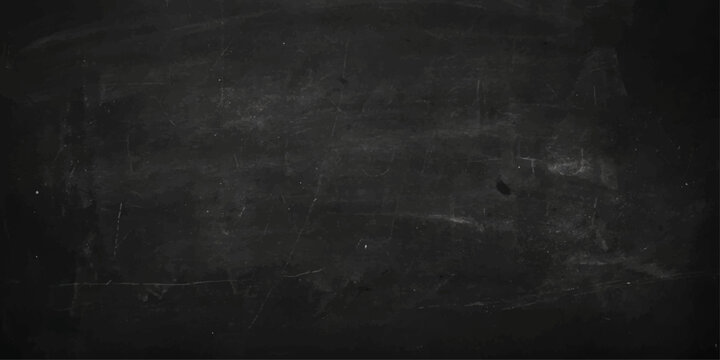 Vintage blackboard with chalk on dark textured grunge chalkboard wall background with empty blank surface and old concrete vintage design style