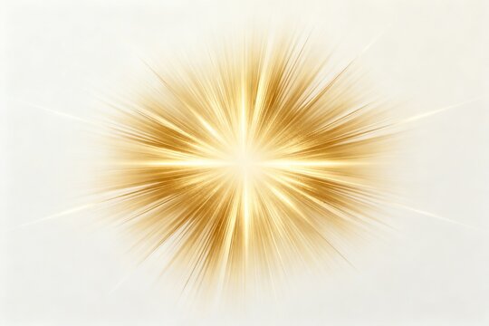 Golden light burst on white background
