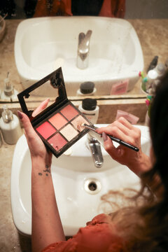 POV Apply Makeup in Bathroom