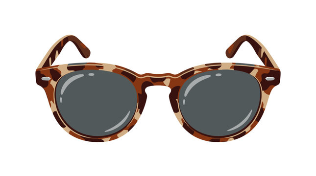 black silhouette vector, isolated, white background, summer, Tortoiseshell sunglasses, round frame, tortoiseshell pattern, fashion eyewear, accessory isolated on White Background