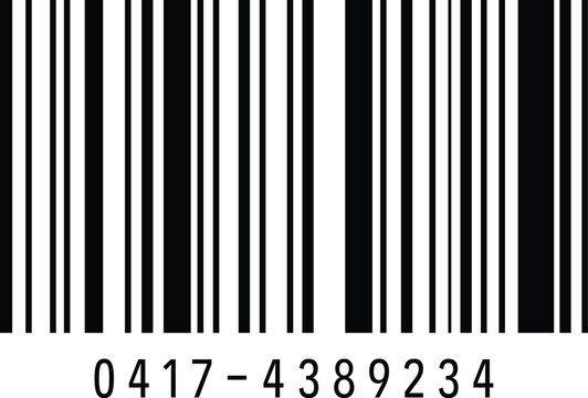 Black and White Barcode with Number on White Background Vector
