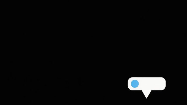 Animated message bubble on a black background for communication and social media