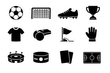 Football icons set with soccer equipment and match elements © Alla Studio