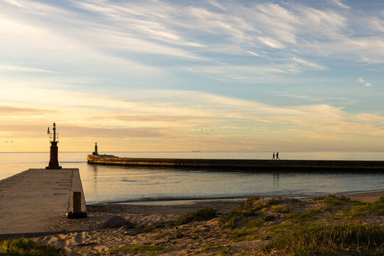 pier and harbour at sunset, overlooking Saldanah Bay,Western Cape, South Africa