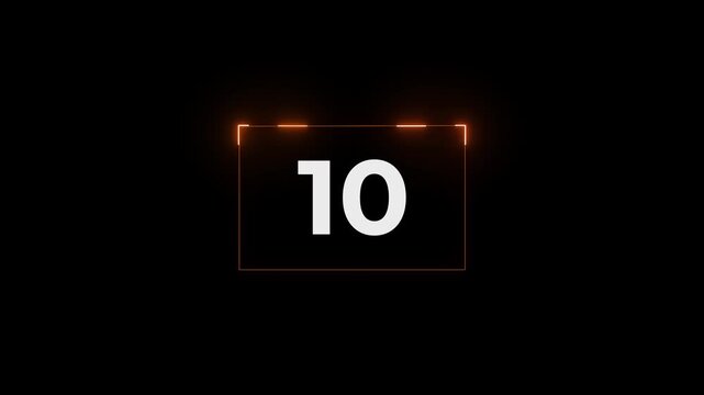 15 to 0 countdown light coral glow neon animation isolated on black background
