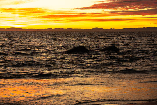 sunrise, rocky coastline, Shelley Point, Western Cape, South Africa