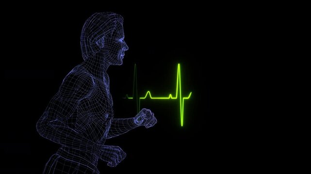 Man jogging medical heart rate animation