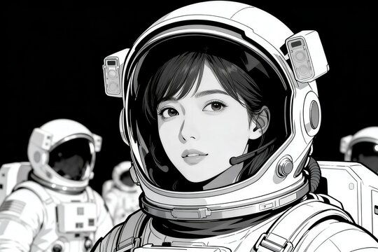 Astronaut in space suit with crew