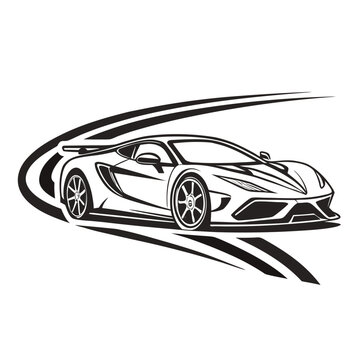 modern hypercar vector  logo clean lines on white background 