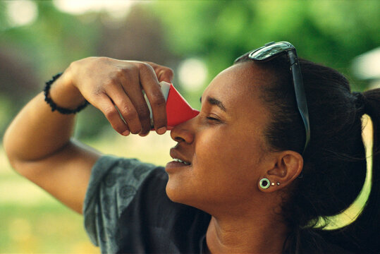Woman Using Slide Viewer