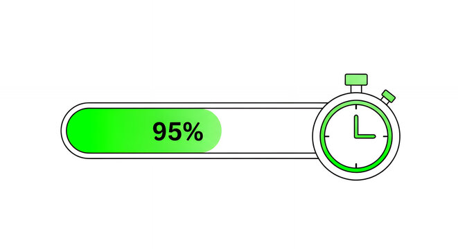 Progress Bar and Stopwatch Indicating Near Completion.