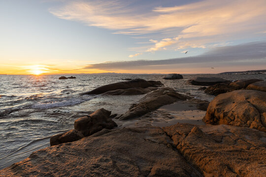 sunrise, rocky coastline, Shelley Point, Western Cape, South Africa