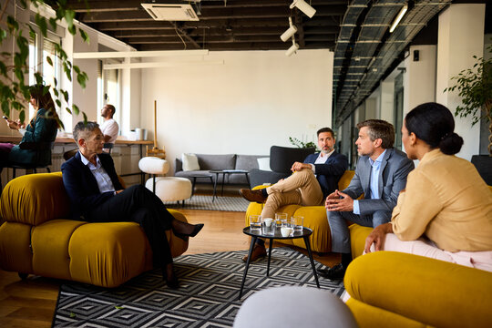 Colleagues met in the lobby
