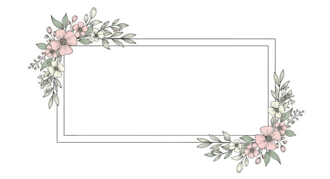 Floral border frame with pink flowers.