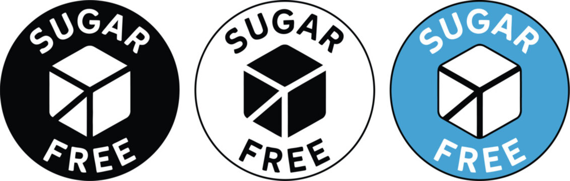 Sugar Free Product Logos Illustration Cubes Spoons Healthy Sweetener Labels vector design