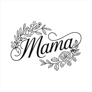Mama text with floral wreath design element