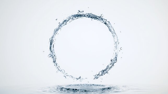 Water forms a ring shape above the surface creating a splash in a clear setting during daytime