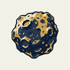 A detailed illustration of a rocky asteroid floating in space © Zahn