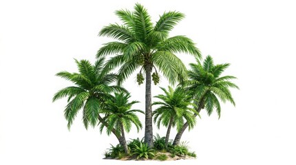 Fototapeta premium Group of tall green palm trees standing outdoors in natural light