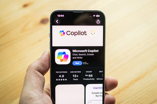 Chachoengsao, Thailand - June 7, 2026: Smartphone displaying the Microsoft Copilot AI application