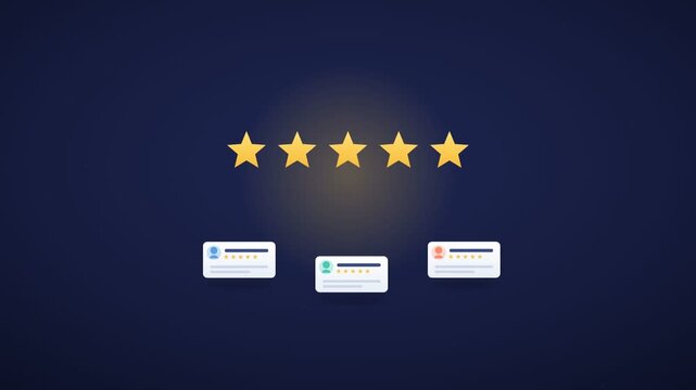 A video showcasing a rating system with glowing stars and comments