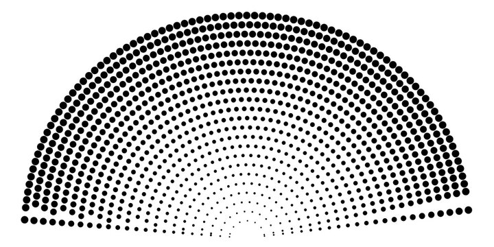 Black pixelated semicircle shape isolated on a white background for isolated on a transparent background