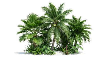 Obraz premium Group of tall green palm trees standing together in natural setting