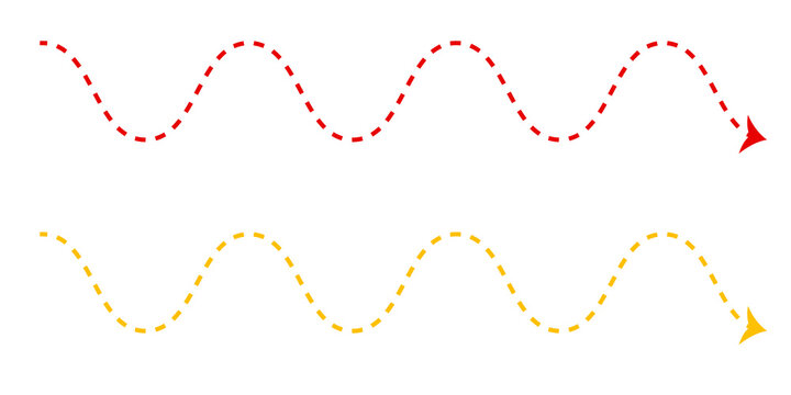 Two parallel horizontal zigzag lines in red and yellow colors on a plain white background isolated on a transparent background