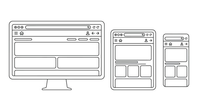 Responsive web design concept with computer screens.