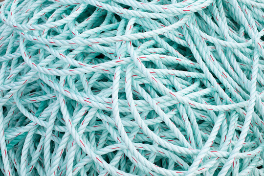 Closeup of a light blue fishing net 