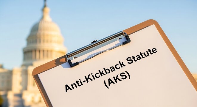 Anti-Kickback Statute AKS Document on Clipboard with US Capitol Building
