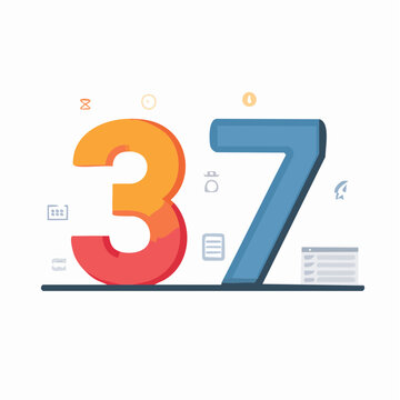 Number 37 with icons
