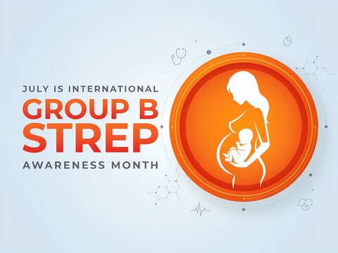 International group b strep awareness month banner with pregnant woman silhouette