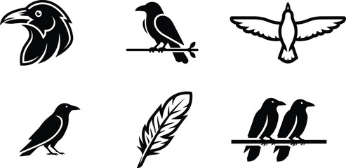 Obraz premium Black and white bird silhouettes on white background