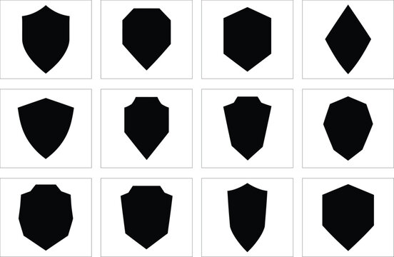 Black pentagon shapes arranged in a 3x4 grid pattern geometric shape abstract minimalist