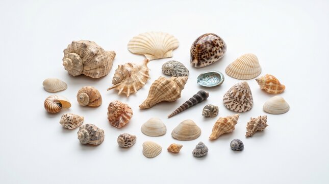 seashells on white background