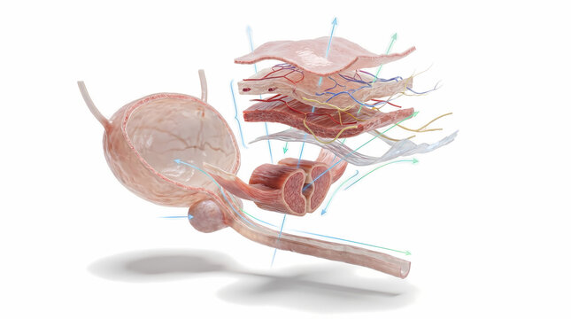 Anatomical Illustration of the Male Pelvic Organs with Lymphatic Drainage