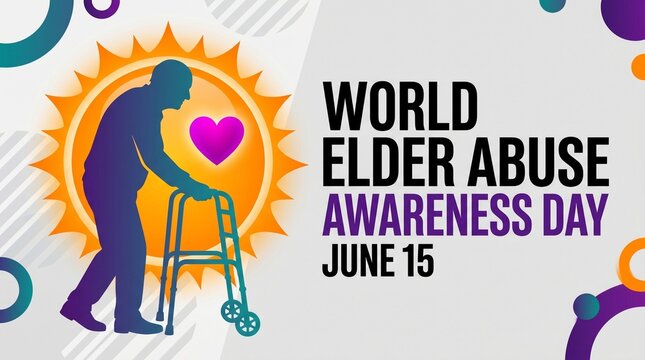 World elder abuse awareness day on june 15 with silhouette of senior man using walker elderly man old age