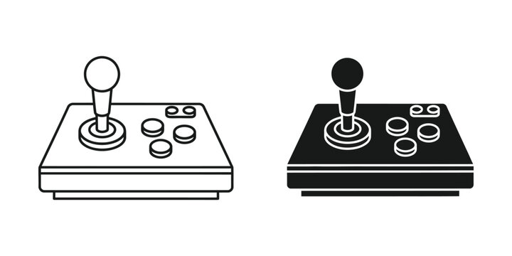 Retro arcade joystick control panel with buttons in flat design style isolated on white background