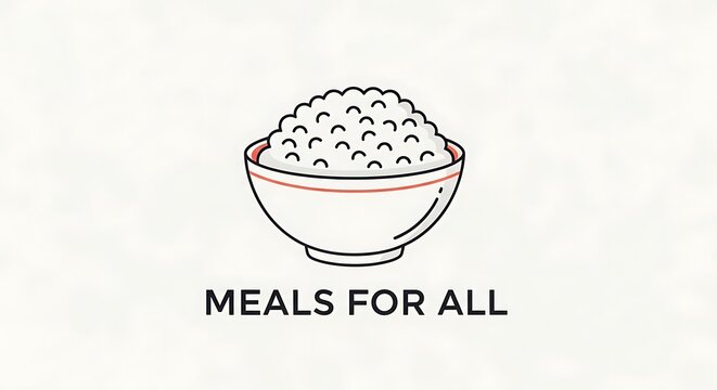 Bowl of rice icon for meals for all campaign isolated on neutral background with simple lines.