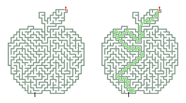 Autumn apple picking labyrinth game activity sheet