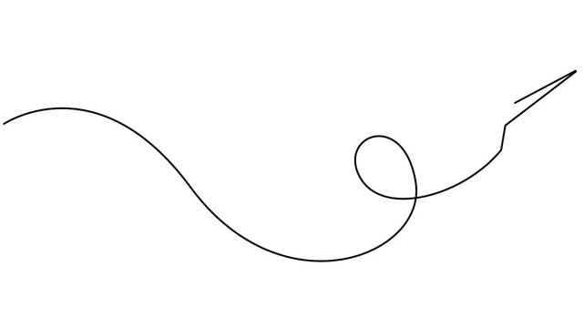 Paper airplane animation in minimalist continuous line drawing style for travel concepts. Minimalist single line art animation of a flying paper plane on a white background.