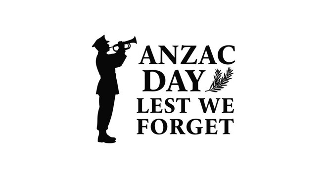 Anzac day soldier playing bugle silhouette