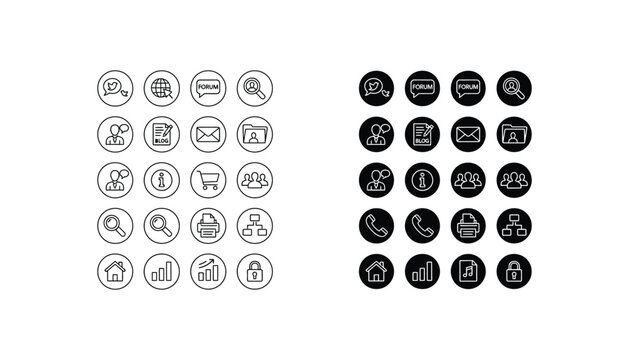 Flat icons set of communication and business tools