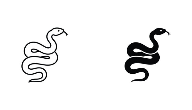 Black and white snake vector icon pair