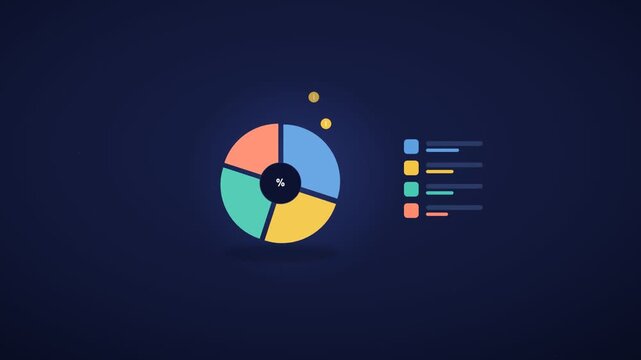 A video showcasing a colorful pie chart with a dark blue background