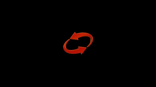 3D circle arrow video motion animation. 3D two arrow spin icon video animation. 3D Circle arrows icon animation. Round reload sign, repeat icon, rotate arrow symbol animation.