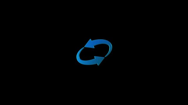 3D circle arrow video motion animation. 3D two arrow spin icon video animation. 3D Circle arrows icon animation. Round reload sign, repeat icon, rotate arrow symbol animation.