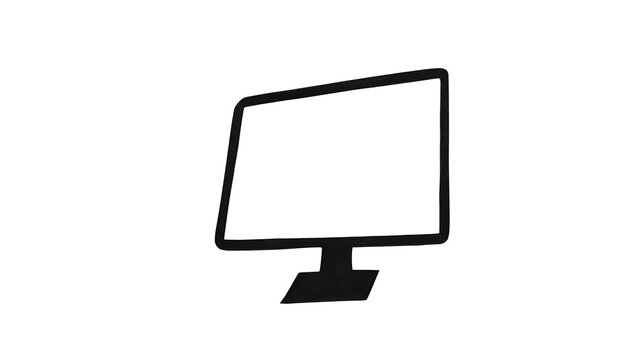 Modern computer monitor on black stand icon